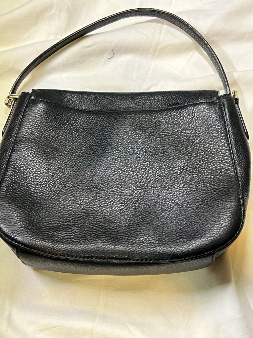kate spade Black Pebbled Leather Shoulder Bag with Gold Hardware